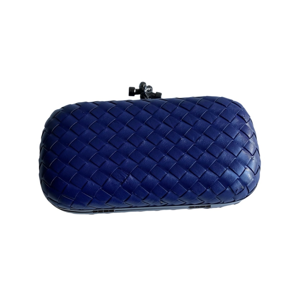 Interacchio Woven Blue Clutch Vegan Braided Hardshell Evening Going Out Bag